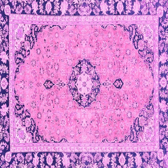 Ahgly Company Indoor Square Abstract Pink Modern Area Rugs, 5' Square