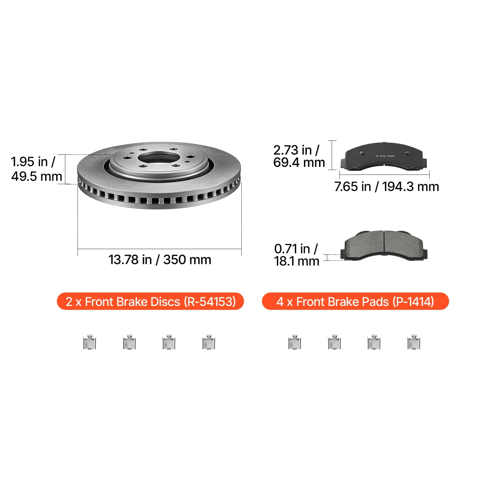 KFFKFF Front Brake Kit with Ceramic Pads & Vented Rotors for Replacement, Fits 2010-2021 Ford Expedition, Lincoln Navigator, 2015-2020 Ford F-150, and 2010-2014 Ford F-150 (6 Lug Models)