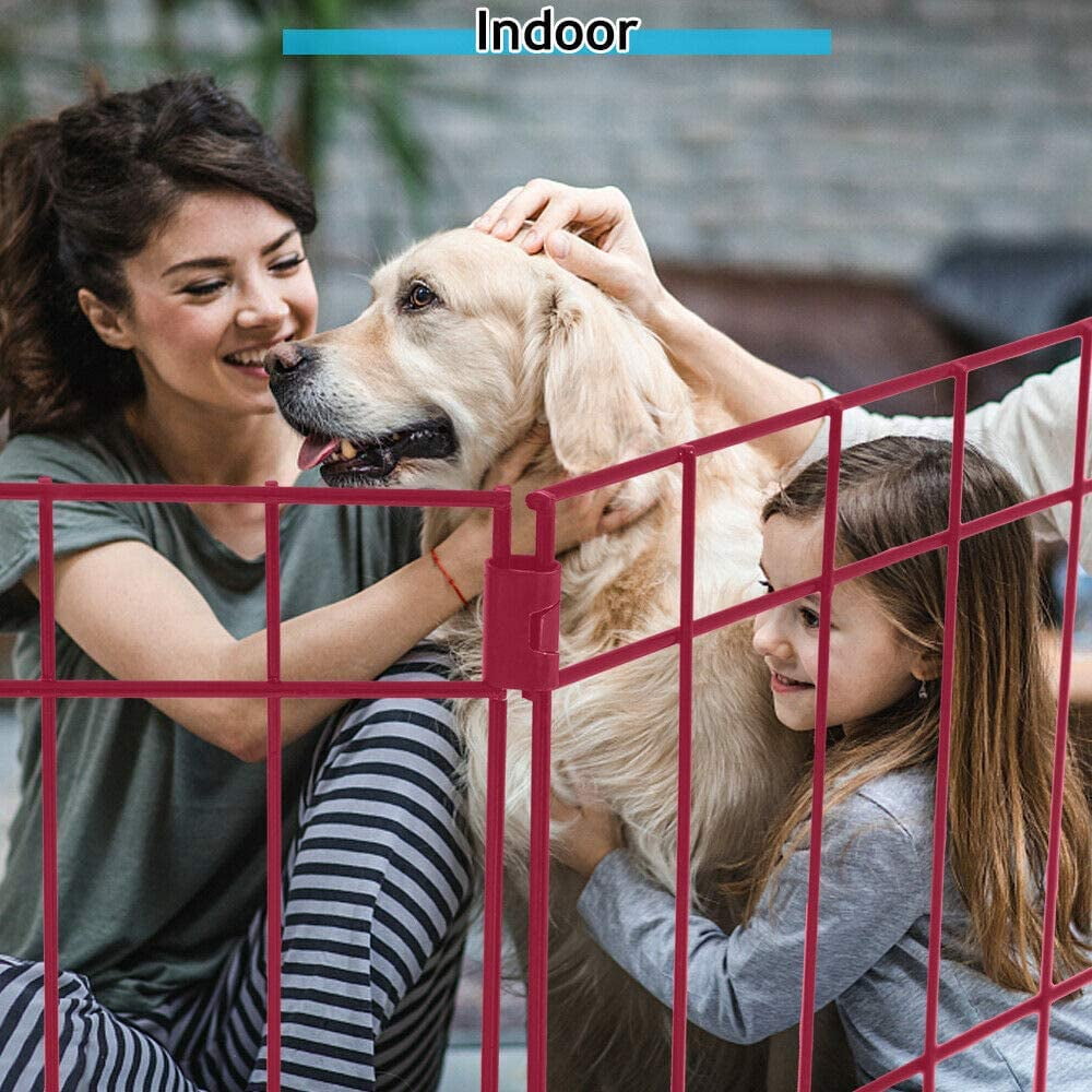 Dkelincs 36" Dog Fence for the House and Outdoor Puppy Playpen for Small Dogs, Portable Foldable Dog Playpen Metal Wire Pet Exercise Pen Enclosure, Pink