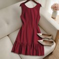 thumbnail image 4 of ASEIDFNSA Womens Tank Dress Sleeveless Crew Neck Ruffle Hem Short Summer Dress, 4 of 5
