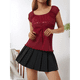 thumbnail image 4 of Camisetas de Estilo Grunge Y2K con Cuello Cuadrado Transparente y Retazos de Encaje para Mujer, Ropa Estética Gótica Vintage Rojo M, 4 of 10
