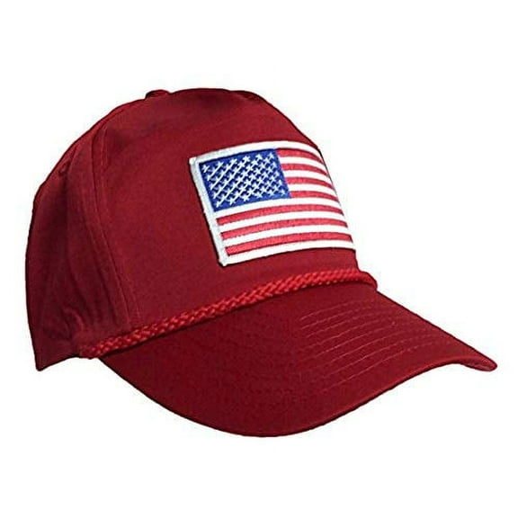 American Flag Patch Rope Hat-Red