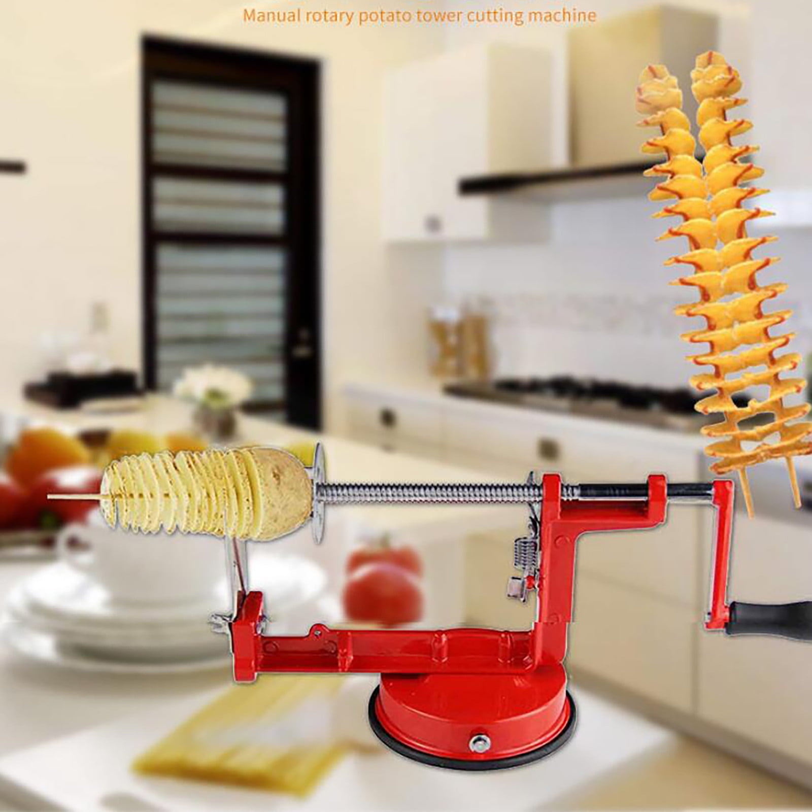 Twisted Potato Slicer, Cortador de Papas en Espiral Tornado Curly Fry Cutter with Stainless Steel Skewers, Manual Spiral French Fries Cucumbers