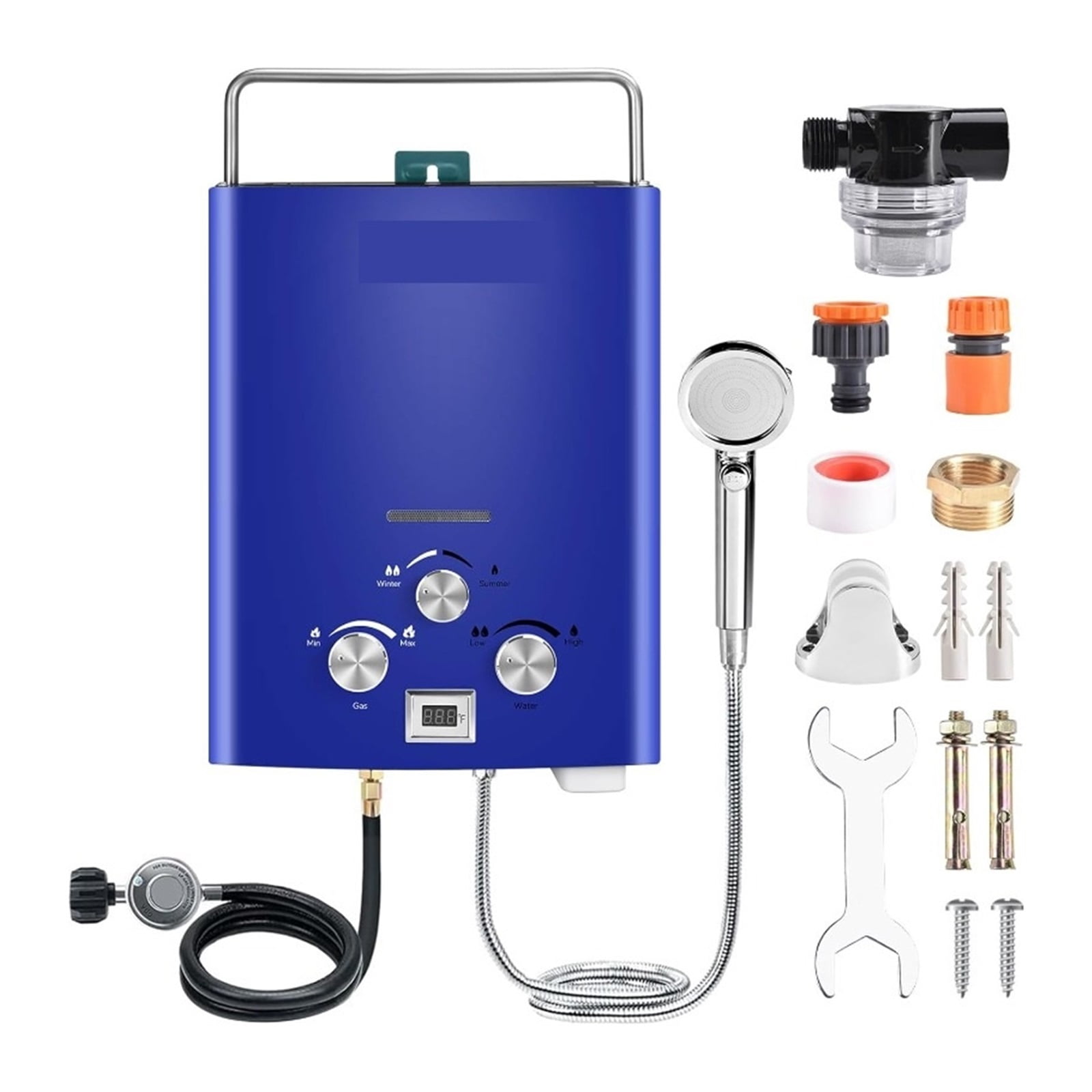 Water Heater -1.6GPM 6L Portable Gas Water Heater, Easy To Install, Propane Tankless Water Heater, Instant Hot Water For Shower ,Compact Design