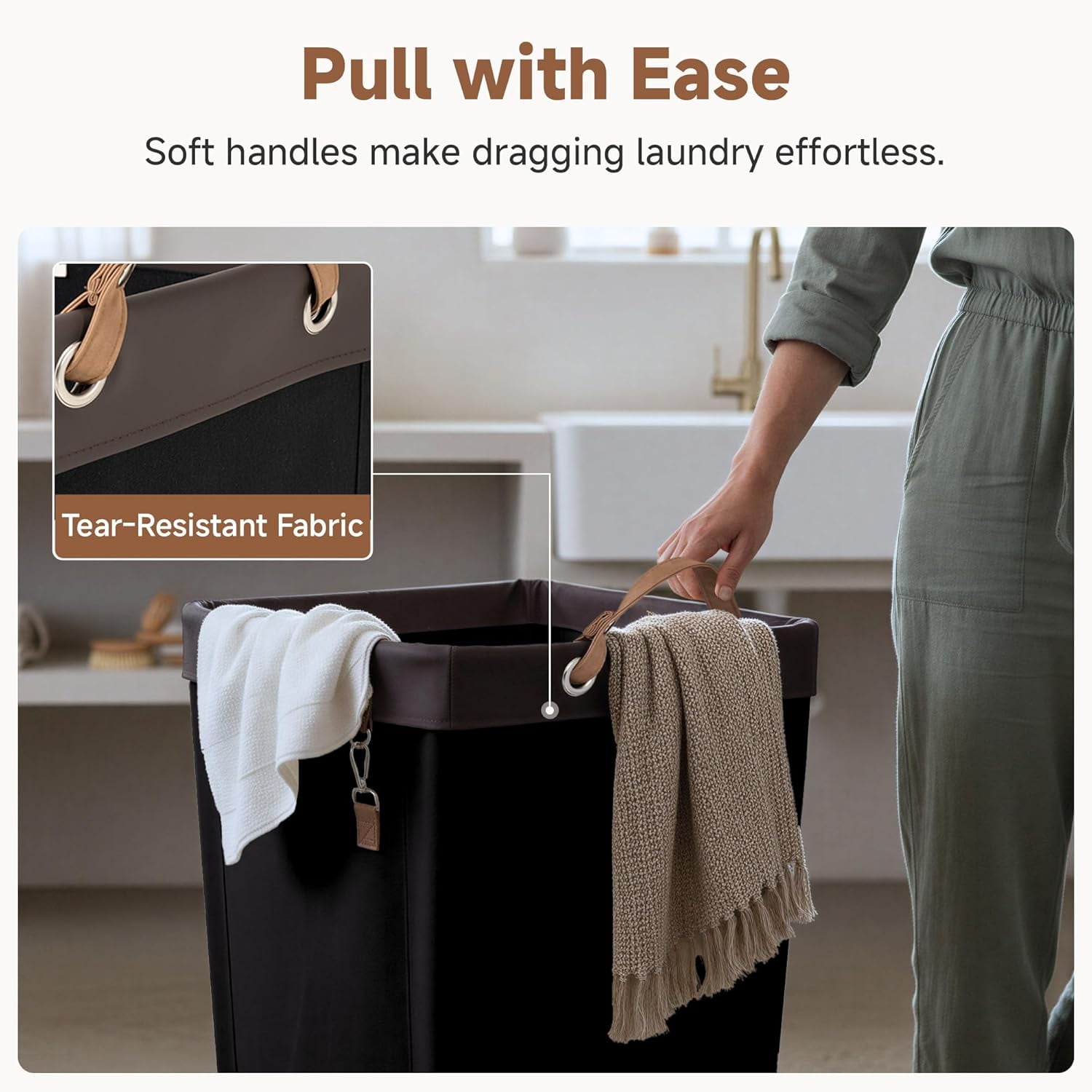 160L Laundry Basket with Wheels, Large Rolling Hampers for Clothing Organizer, Dirty Clothes Basket for Hotel, Home, Closet, Dorm, Black