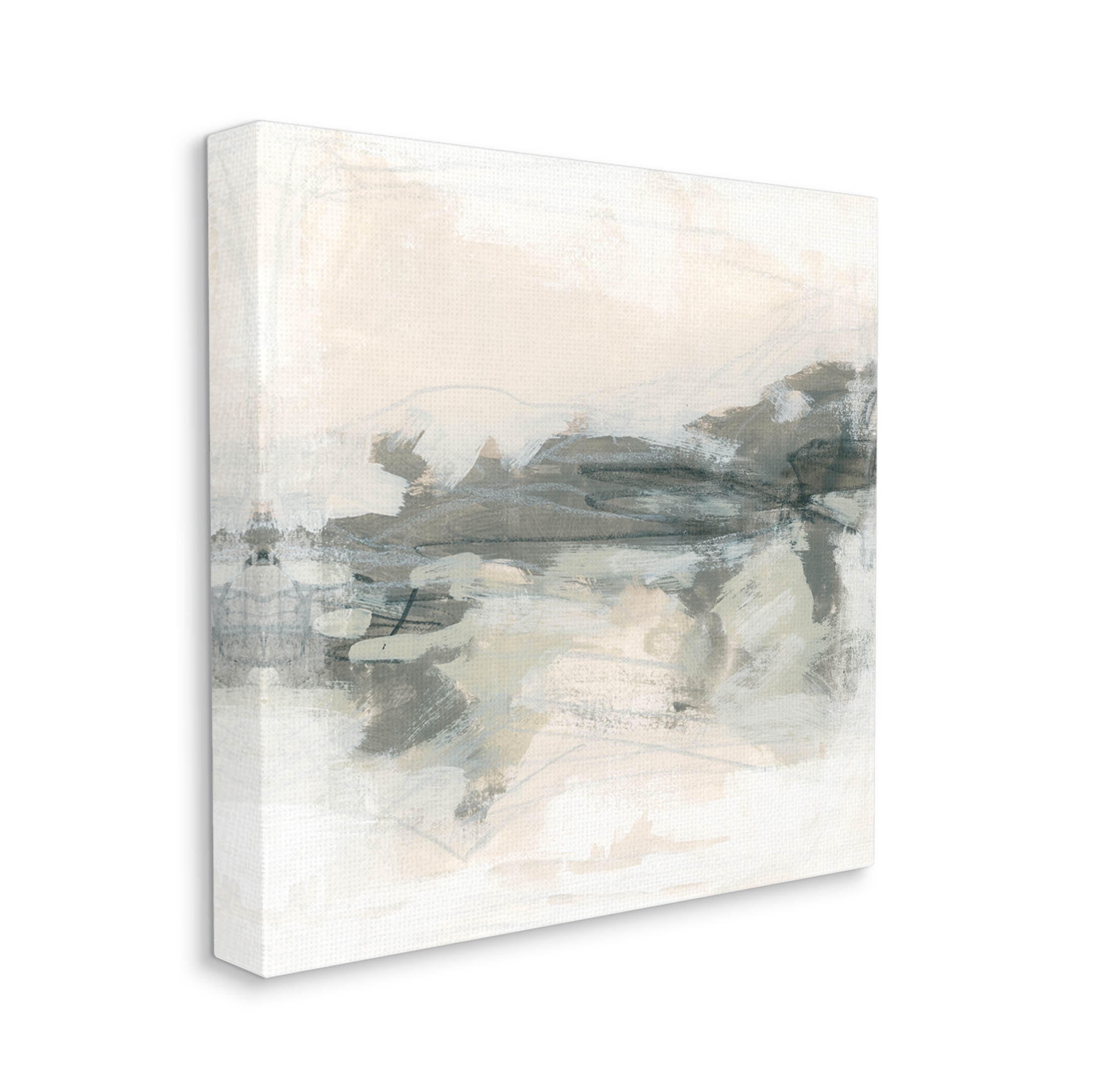 Stupell Industries Beige Streaked Abstract Shape Painting Gallery Wrapped Canvas Print Wall Art, Design by June Erica Vess