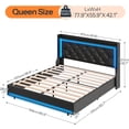 thumbnail image 4 of HOOBRO Queen Bed Frame with headboard, Upholstered Bed Frame with Charging Station and Led Light, Metal Platform Frame and Wooden Slats, No Box Springs Needed, Noiseless, Black BB17UDBF01, 4 of 8