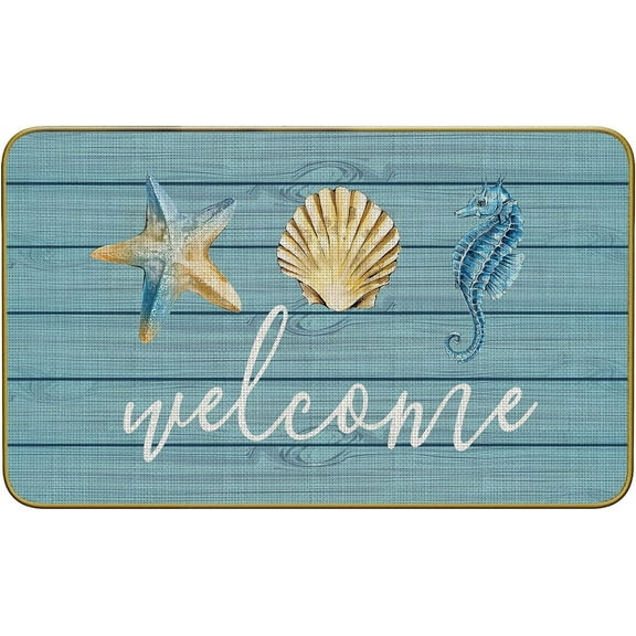 Nautical Door Mat,Beach Door Mats Outdoor,Beach Rug,Coastal Beach Kitchen Home Doormat Door Mat,Nautical Coastal Floor Beach House Front Indoor Outdoor Entryway Rug 30 x 17 Welcome Door Mats