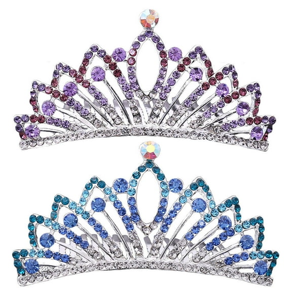 Blue Alloy Headband with Crown Design for Decor 2pcs Lightweight Kids Party Accessories