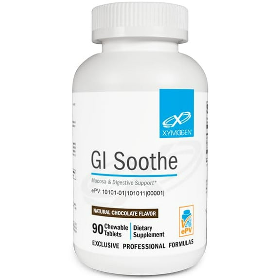 XYMOGEN Gut Health Supplements - GI Soothe Chocolate - Slippery Elm Bark, Licorice Root Extract & Marshmallow Root - Promote GI Lining Health, Mild Bloating Relief & Digestive Comfort (90 Tablets)