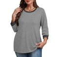 thumbnail image 6 of Ronuti Womens T Shirts 3/4 Length Sleeve Womens Tops Dressy Casual Crew Neck Color Block Tunic Tops, 6 of 7