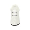thumbnail image 6 of BLISSFUL STEP Women's Faux Fur Buckle Block Heel Ankle Boot White 6, 6 of 7