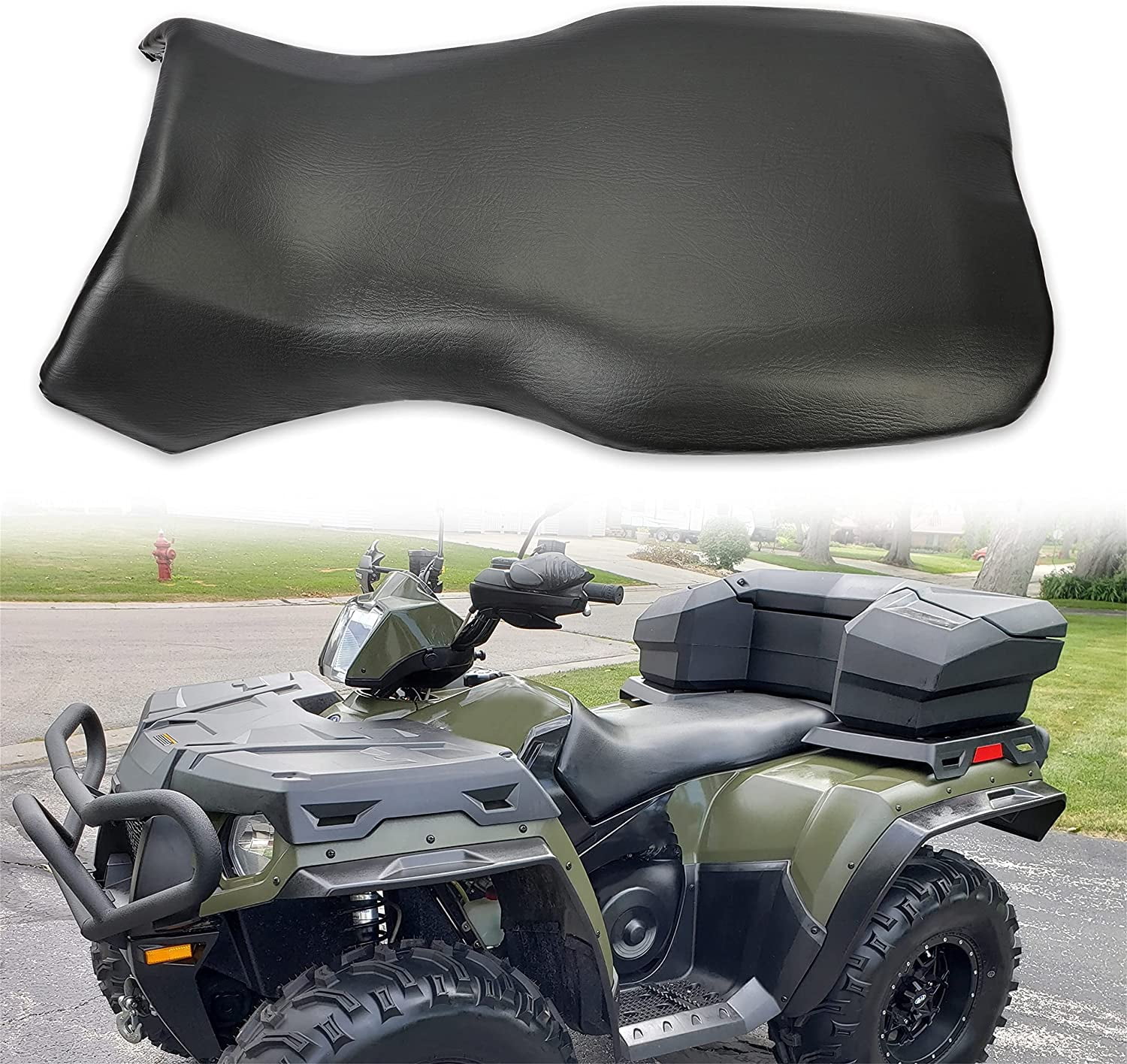HECASA Seat Replacement Compatible with 2005-2014 Polaris Sportsman 400/450/500/600/700/800 Hawkeye 400 Black Leather Seat Cover Replacement for 2683433-070 2684882-070 