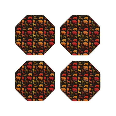 

Tideii Animal for Leather Coasters 4 Pieces Anti-fouling and Anti-scalding Decorative Coasters Suitable for Restaurants Kitchens Coffee Shops-Octagon