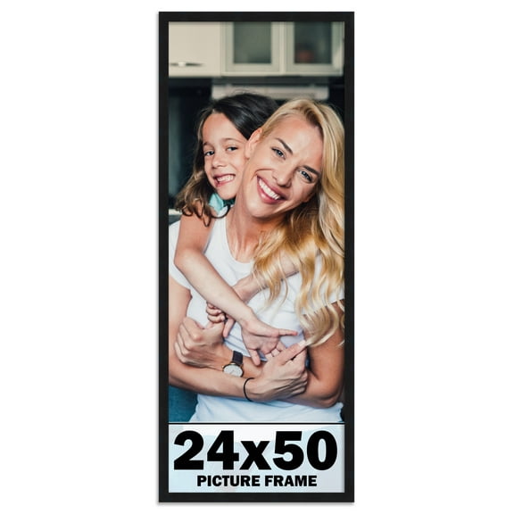24x50 Frame Black Solid Wood Picture Frame | 0.75 Inch Moulding Width | Includes UV Acrylic