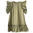 thumbnail image 1 of Qudderr Robes d'Été pour Bébés Filles Robe Décontractée à Volants Robe en Coton Lin pour Tout-Petits 6 Mois - 6 Ans, 1 of 9