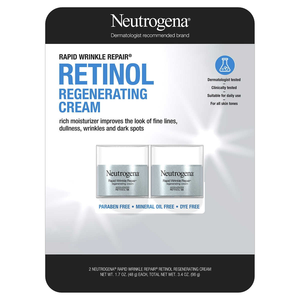 Neutrogena Rapid Retinol Wrinkle Repair Cream, 1.7 oz 2 Pack
