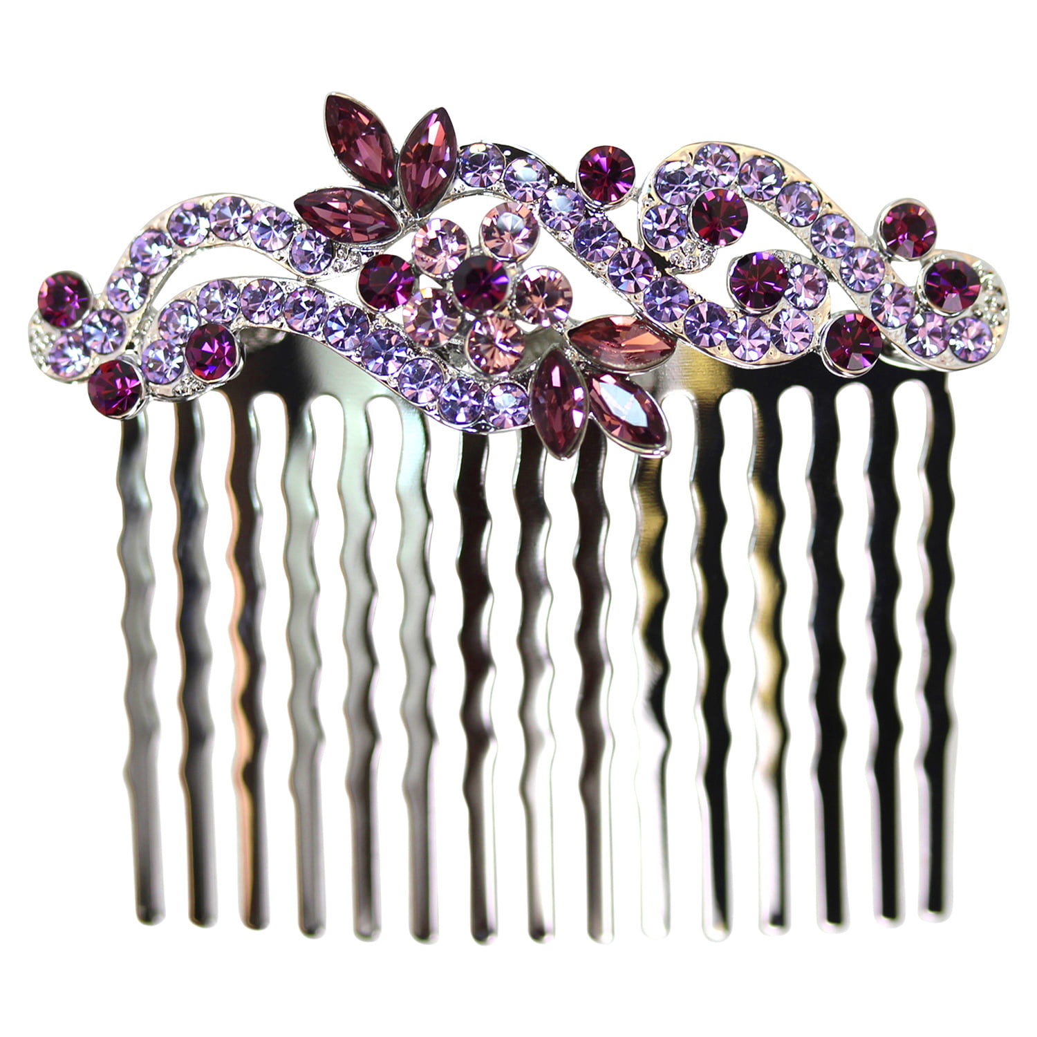 Faship Gorgeous Purple Rhinestone Crystal Floral Hair Comb - Walmart.com