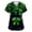 2-army green, variant on Womens Scrub Tops Irish Shamrock Printed V Neck Breathable Workwear Shirt Short Sleeve Professionals Soft Stretch St. Patrick's Day Scrub Tops with Pockets dark green Large