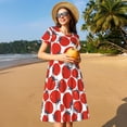 thumbnail image 4 of Balery Hand Drawn Tomatoes Pattern Womens Dresses Loose Short sleeve Sundresses Swimsuit Coverup 2025 Summer Casual Dress for Women - A-Line Swing Dress, 4 of 6