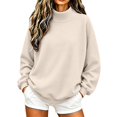 thumbnail image 4 of GZWYHT Mockneck Sweatshirt Clothes for Women Pullover Sweaters for Women Fashion Clothing Long Sleeve Turtleneck Tops Plain Mock Neck Sweatshirt Fall Clothes Fall Sweatshirts for Women Beige L, 4 of 8