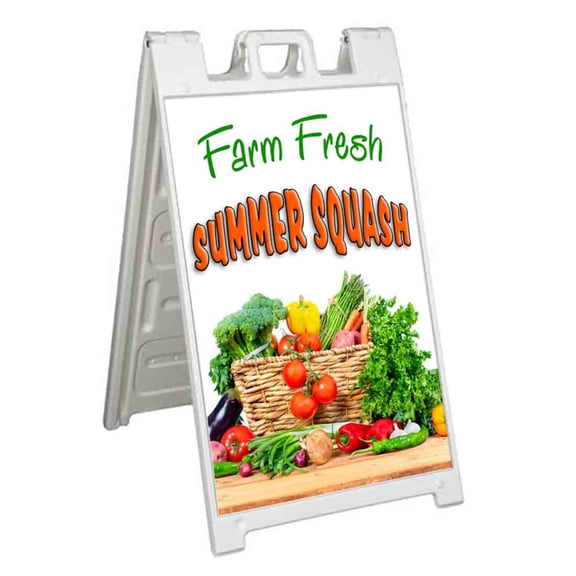 Farm Fresh Summer Squash (24" X 36") Standard A-Frame Signicade, Includes Decal Applied To Stand