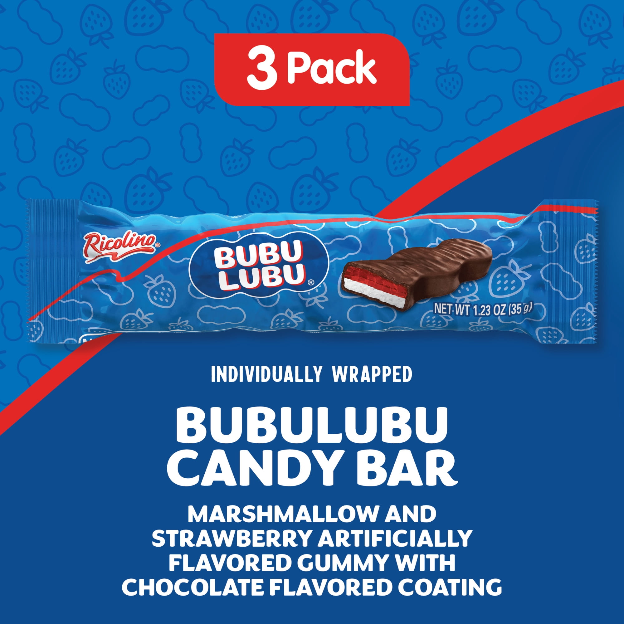 Ricolino Bubulubu 3 Ct Bag, 1.23 oz Chocolate Flavored Marshmallow Bar