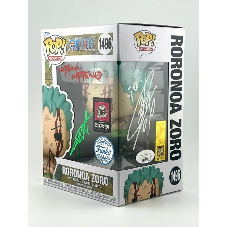 FUNKO POP! RORONOA ZORO 1496 CCXP EXCLUSIVE JVA & ENGLISH SIGNED