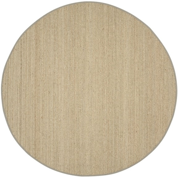 SAFAVIEH Natural Fiber Maisy Solid Area Rug, Natural/Grey, 8' x 8' Round