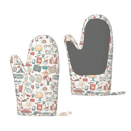 

Hirioo Summer Life for Silicone Oven Mitts for BBQ Baking Cooking Set of 2 Heat Resistant 260℃ Non-Slip Kitchen Essentials