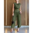 thumbnail image 3 of CHICME Womens Summer One Piece Jumpsuit Sleeveless Dressy Jumpsuits High Slit Casual Overalls for Vacation Evening Wear Green-S, 3 of 8