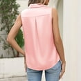 thumbnail image 6 of Womens Silk Satin Sleeveless Button Down Shirts Blouses Solid Casual Loose V Neck Classic Tank Tops for Work Office (M,Pink), 6 of 6