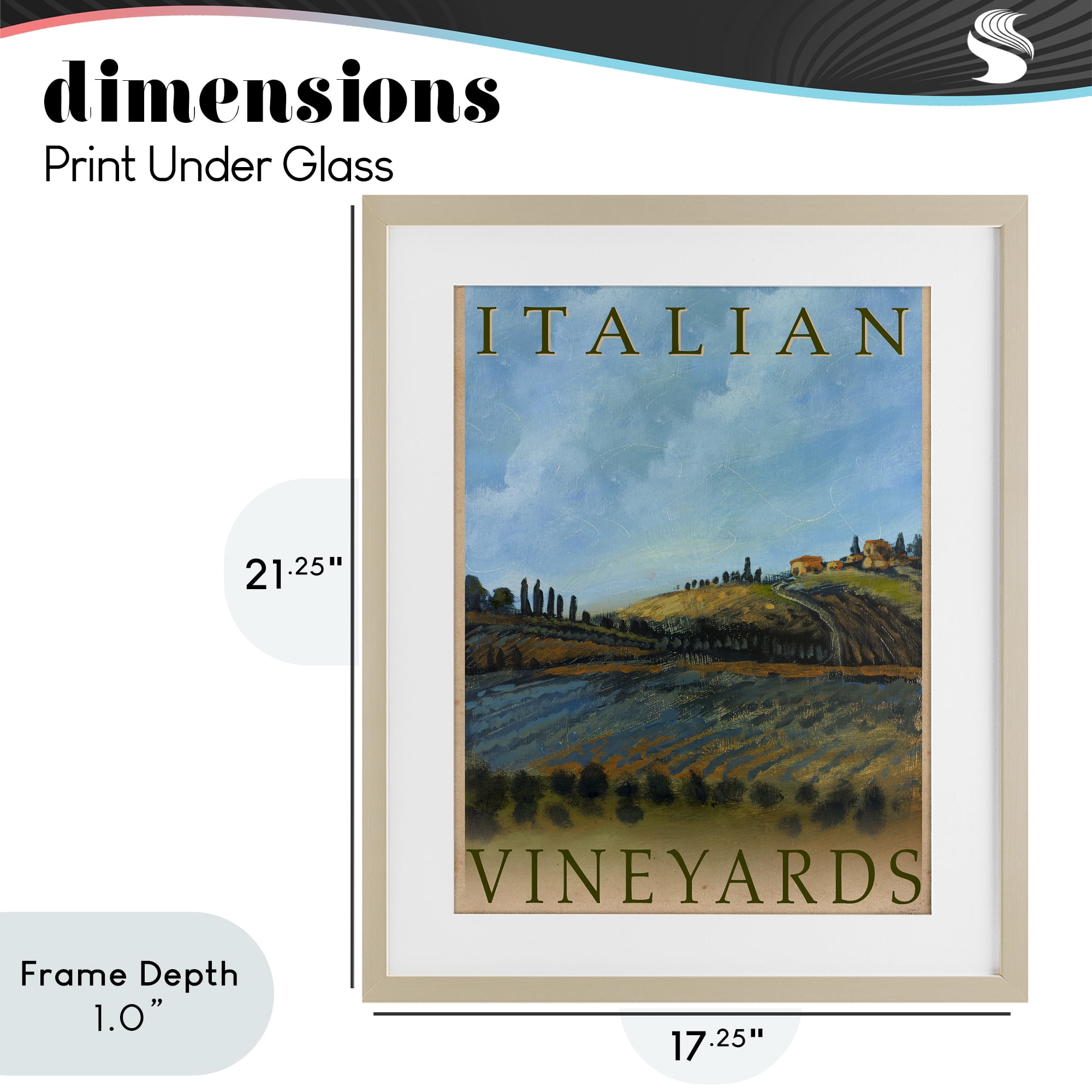 Stupell Industries Italian Vineyards Vintage Poster Birch Framed Print Under Glass, design by Kingsley