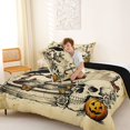 thumbnail image 4 of Homewish Vintage Halloween Skull Crow Queen Comforter Set,Butterfly Pumpkin Print Comforter Sets Queen,Beige Black Orange,Black Reversible,3-Piece,1 Comforter and 2 Pillowcases, 4 of 7
