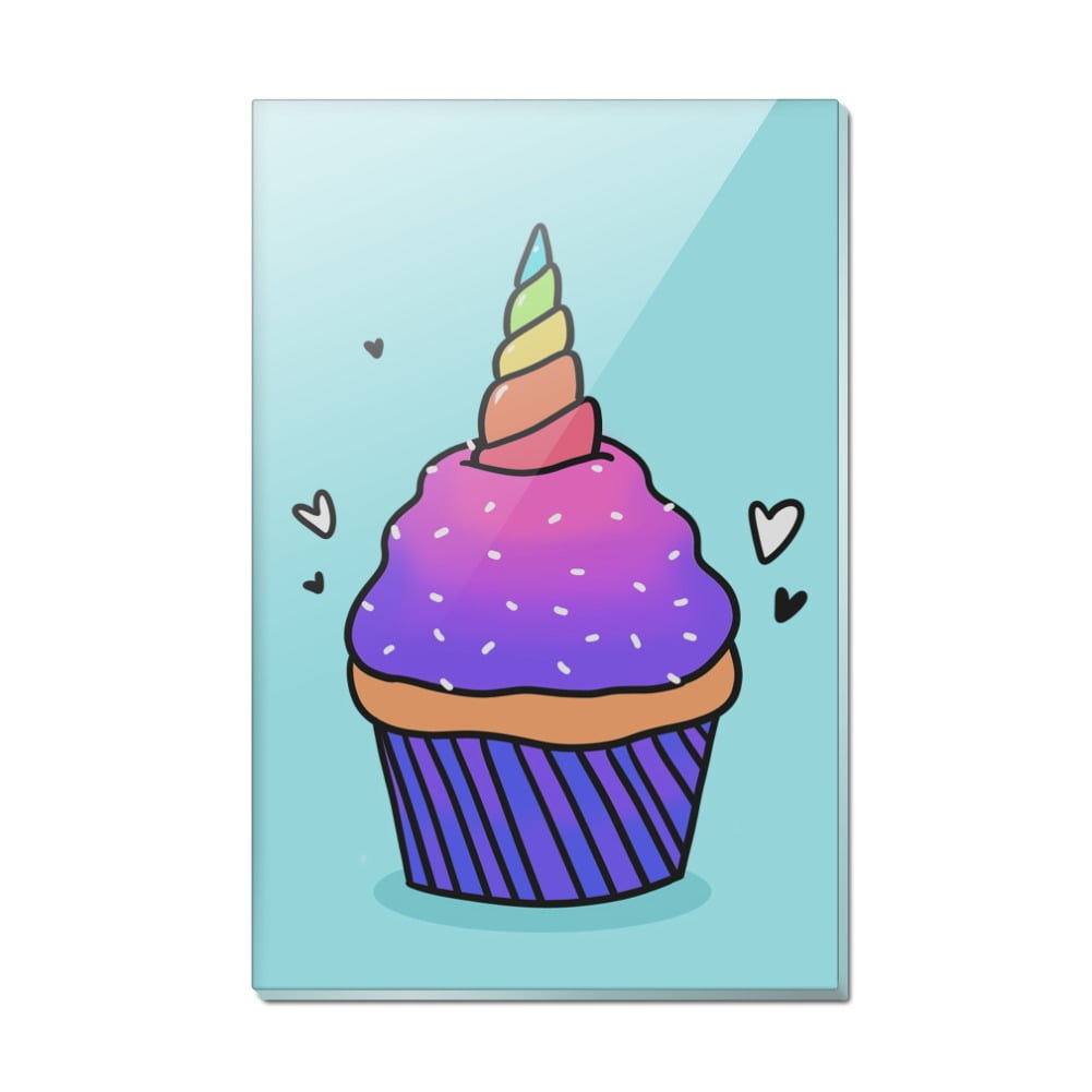 Unicorn Cupcake with Sprinkles Rainbow Rectangle Acrylic Fridge Refrigerator