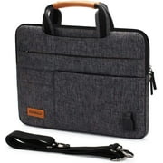 DOMISO 14 Inch Multi-Functional Laptop Sleeve Business Briefcase Messenger Bag with USB Charging Port for 14"