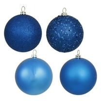 Vickerman 6" Blue 4-Finish Ball Ornament Assortment, 4 per Box