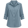 thumbnail image 5 of Long Sleeve Shirts for Women 2026 Spring Linen Roll Up Sleeve Button Lapel Collar Dressy Casual Office Work Blouse Tops, 5 of 6