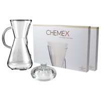 Chemex Glass 15 Ounce Coffee Maker with Cover and 200 Count Bonded Half Circle Coffee Filters