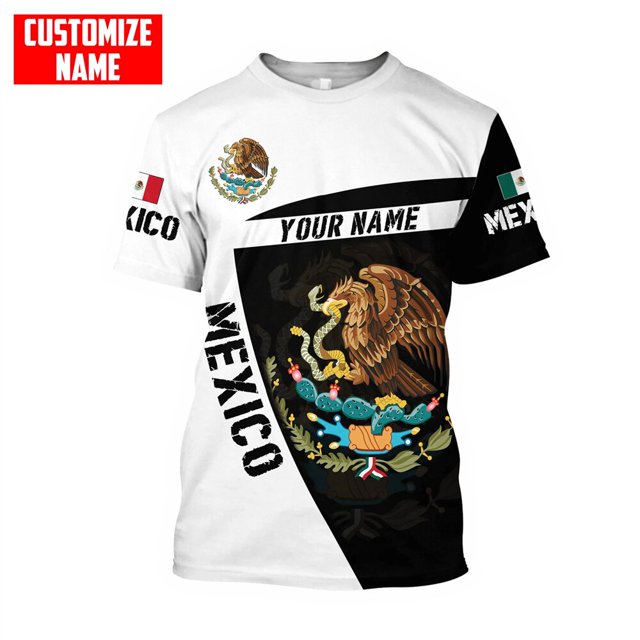Camiseta con estampado de bandera nacional de México para hombre, camiseta de manga corta con patrón de águila 3D, camiseta de gran tamaño, ropa de calle de ocio con cuello redondo