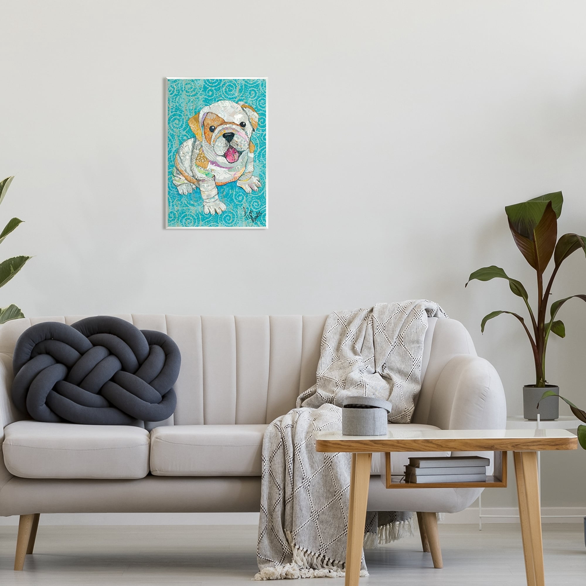 Stupell Industries Puppy Dog Swirl Pattern Mixed Ephemera Collage Painting Unframed Art Print Wall Art, Design by Lisa Morales