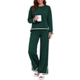 thumbnail image 5 of UVN Outfits Sets for Women Casual 2 Piece Lounge Sets Fall Long Sleeve Tops and Wide Leg Pants Tracksuits Pajamas Sets with Pockets, 5 of 12