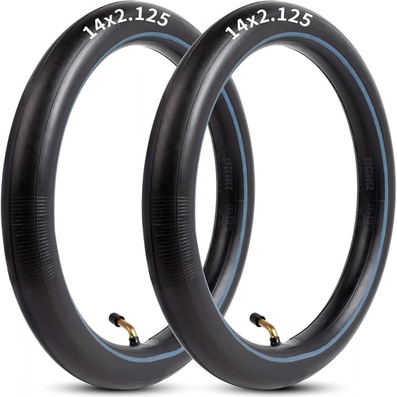 LADYGYM 14x2.125 Inner Tube 2 Pack, Heavy Duty Electric Bike Tire Tube with Angled Valve Stem for 14 Inch E-Bike and Electric Scooter Replacement, Thickened Rubber