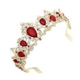 thumbnail image 2 of Bridal Crown 1pc Crystal Rhinestones Crown with Comb Elegant Large Crown for Party Wedding Cosplay (Red), 2 of 6