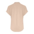 thumbnail image 5 of Tunic Tops Women Cotton Linen Casual Short Sleeve 1/4 Button Henley V Neck Shirts Loose Fit Summer Beach Vacation Blouse Beige M, 5 of 6