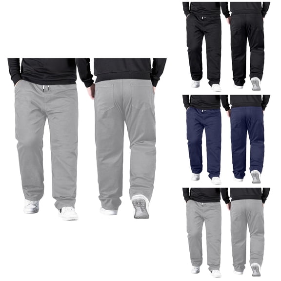 High Waist Casual Pants with Stretch Comfort Fit, Big and Tall Elastic Waistband, Loose Straight Leg Trousers for Summer & Fall/Winter Wear