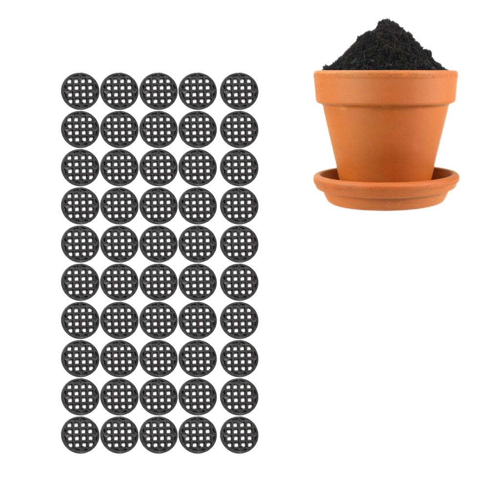 Laideyi Flower Pot Hole Mesh Pad Round Plant Drainage Mesh Hole Screens 50pcs Garden Drainage