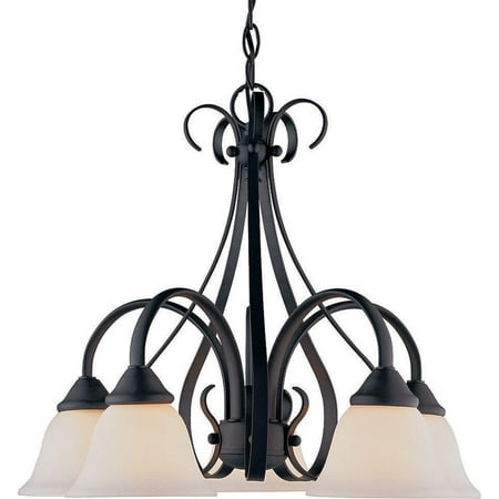 Boston Harbor Dimmable Chandelier, (5) 60/13 W Medium A19/Cfl Lamp, Chain Hanging, White Glass Shade