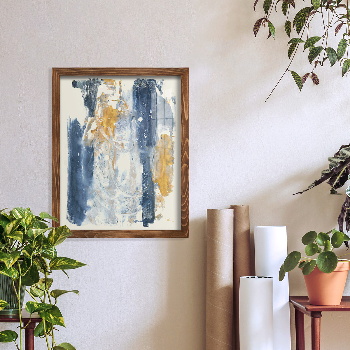 Circles & Dream II - Framed Print w/glass - Walnut