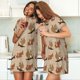 thumbnail image 4 of Fotbe Cartoon Squirrel Bata de Dormir para Mujer con Estampado, Camisón de Algodón de Manga Corta, Ropa de Dormir Casual, 4 of 6